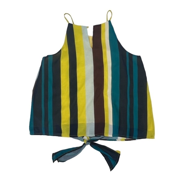 Sunday In Brooklyn Yellow Brown Striped Sleeveless Blouse Size Medium Women’s - Picture 3 of 6